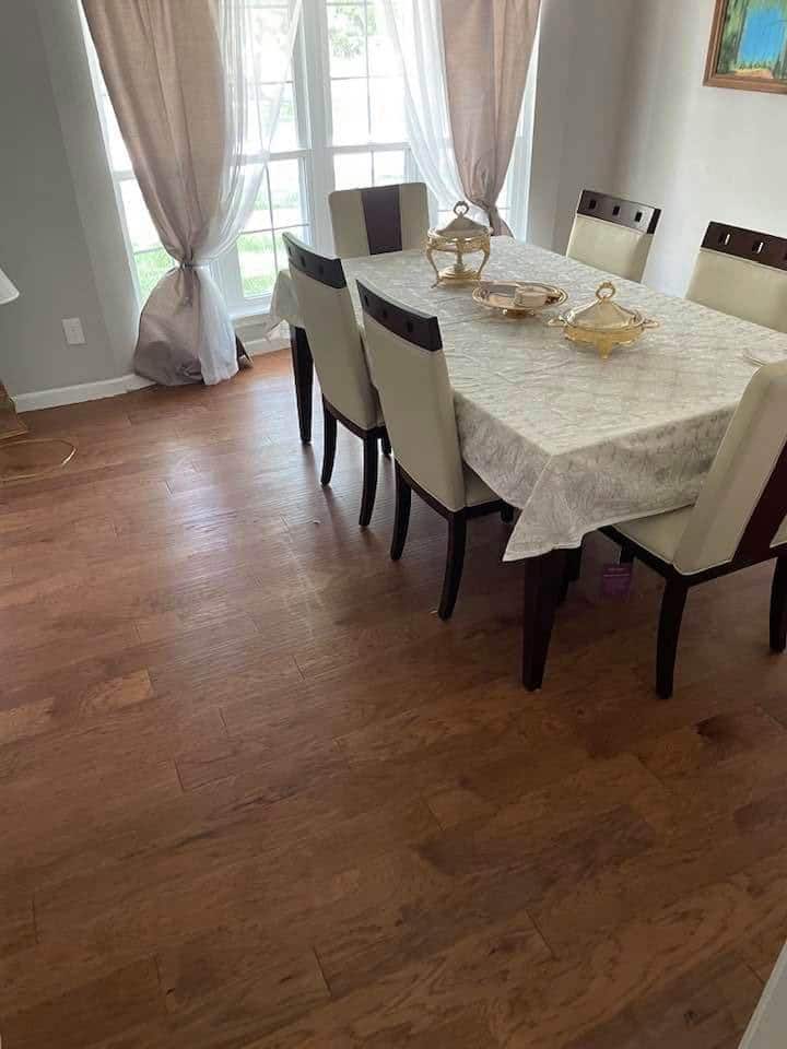 wooden table and chairs