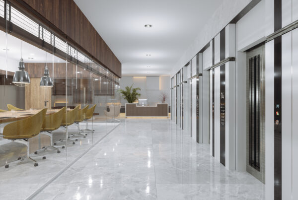 Empty Office Corridor With Meeting Room