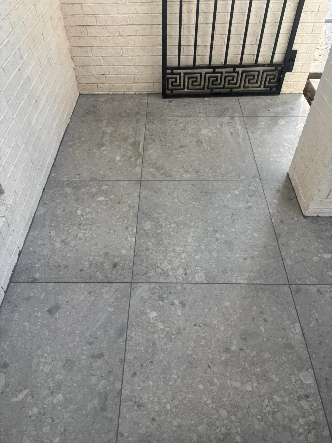 Gray tile installed