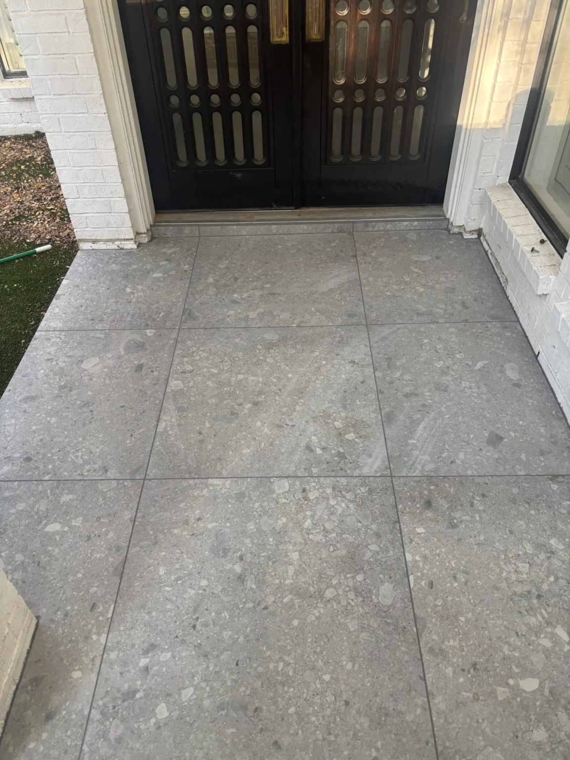Gray tile installed